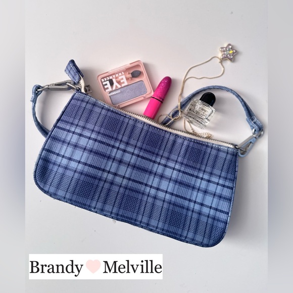 Brandy Melville Handbags - 💙 Brandy Melville Blue Plaid Y2K Mini Shoulder Bag